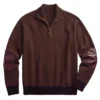 caelan brown leather elbow sweater