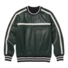 carter leather deep green leather sweater​