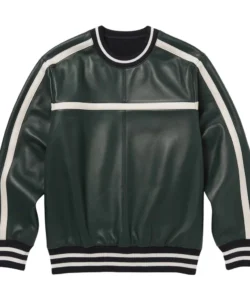 carter leather deep green leather sweater​