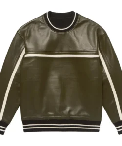 cody cool green leather sweater​