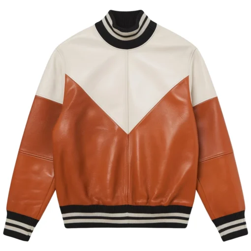 brown and white leather jumper​