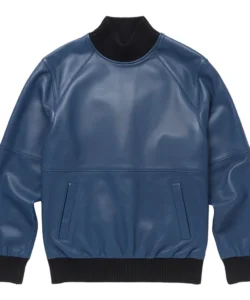 drew blue leather pullover jumper