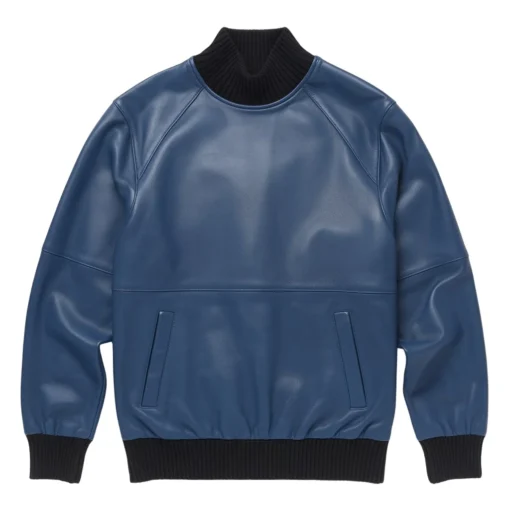 drew blue leather pullover jumper