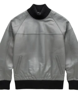 drew grey leather pullover jumper