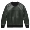 kian charcoal green leather sweater