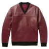 maroon leather sweater pullover