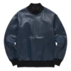 indigo leather jumper