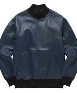 indigo leather jumper