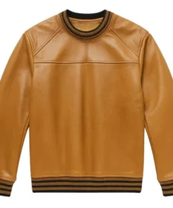 sutton deep yellow leather sweater