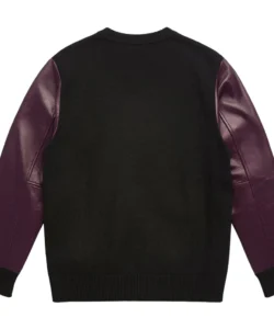 thaddeus sweater with leather sleeves​ back