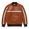 tripp brown leather sweater jacket