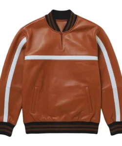 tripp brown leather sweater jacket