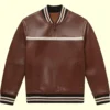 yahir dark brown leather sweater jacket