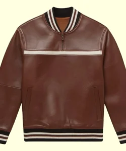 yahir dark brown leather sweater jacket