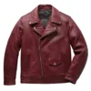 maroon double rider leather jacket