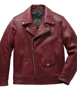 maroon double rider leather jacket