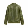 Distressed Dark Green Leather Jacket