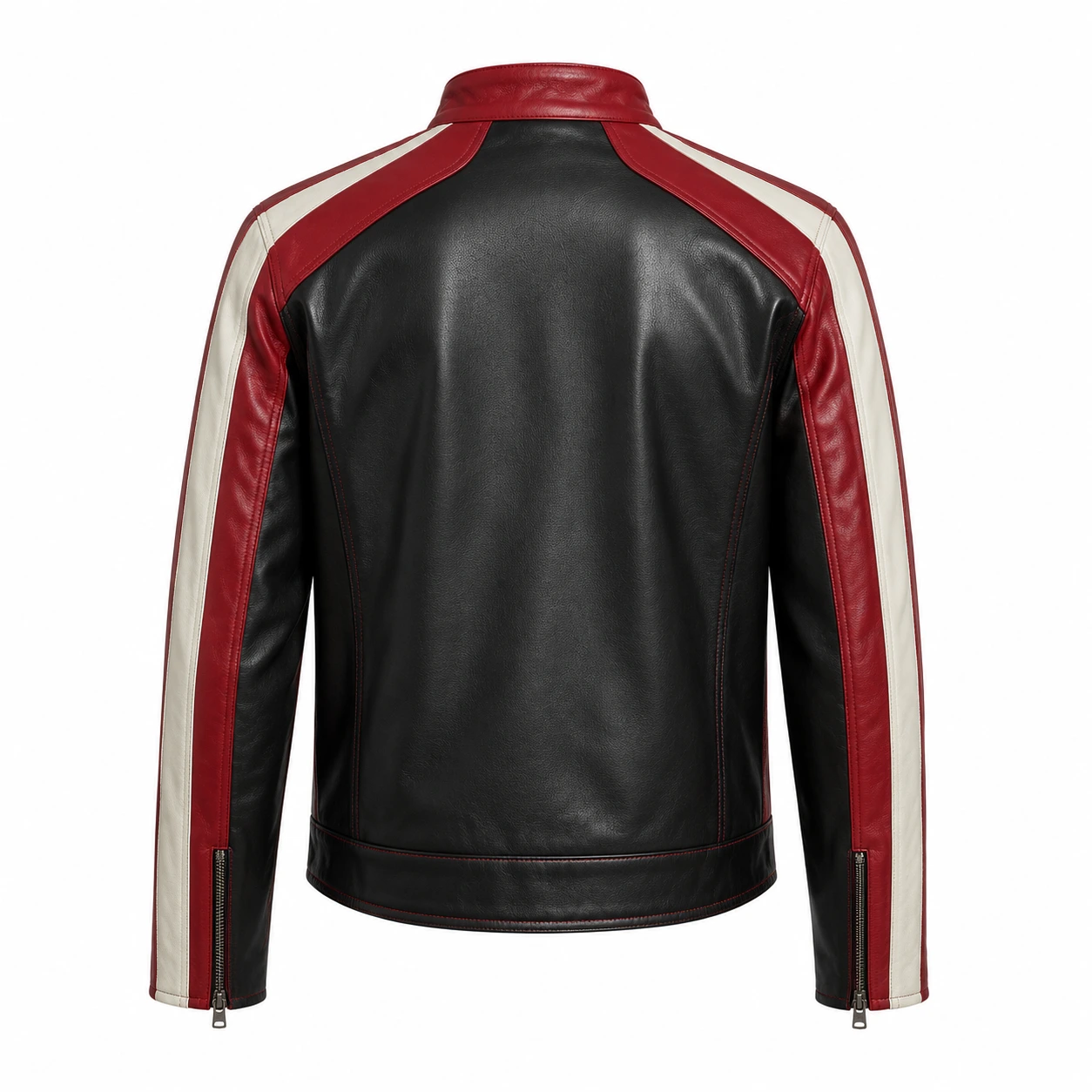 Black Red and White Leather Jacket