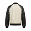 Black and Cream Bomber Leather Jacket
