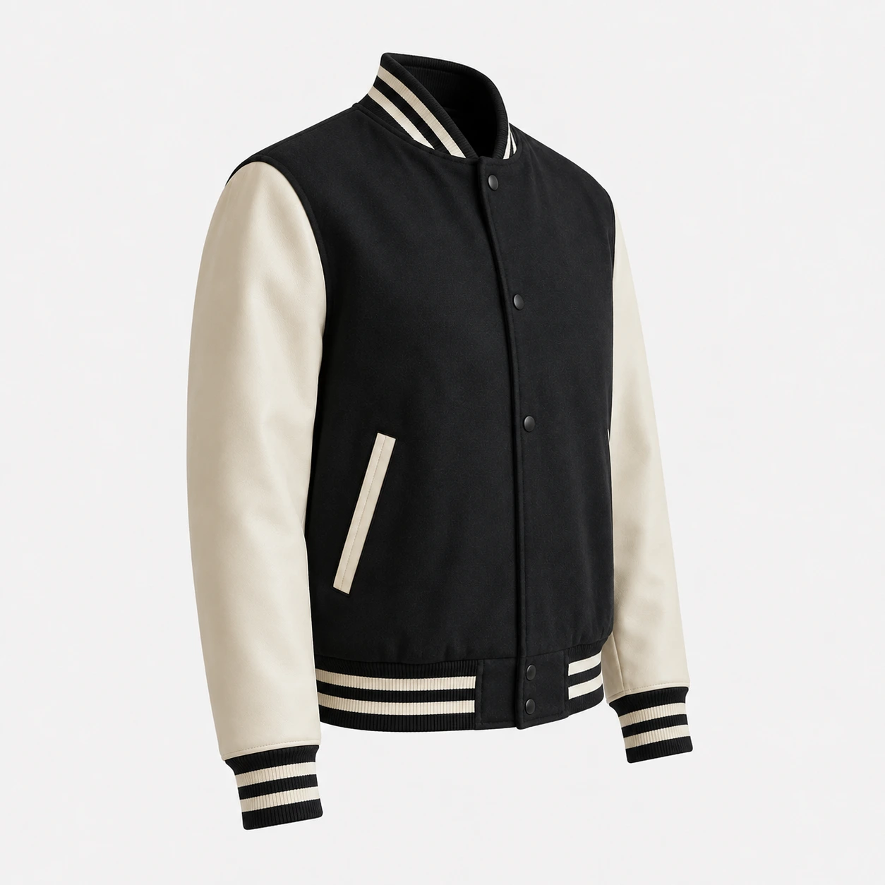 Black and Cream Varsity Jacket
