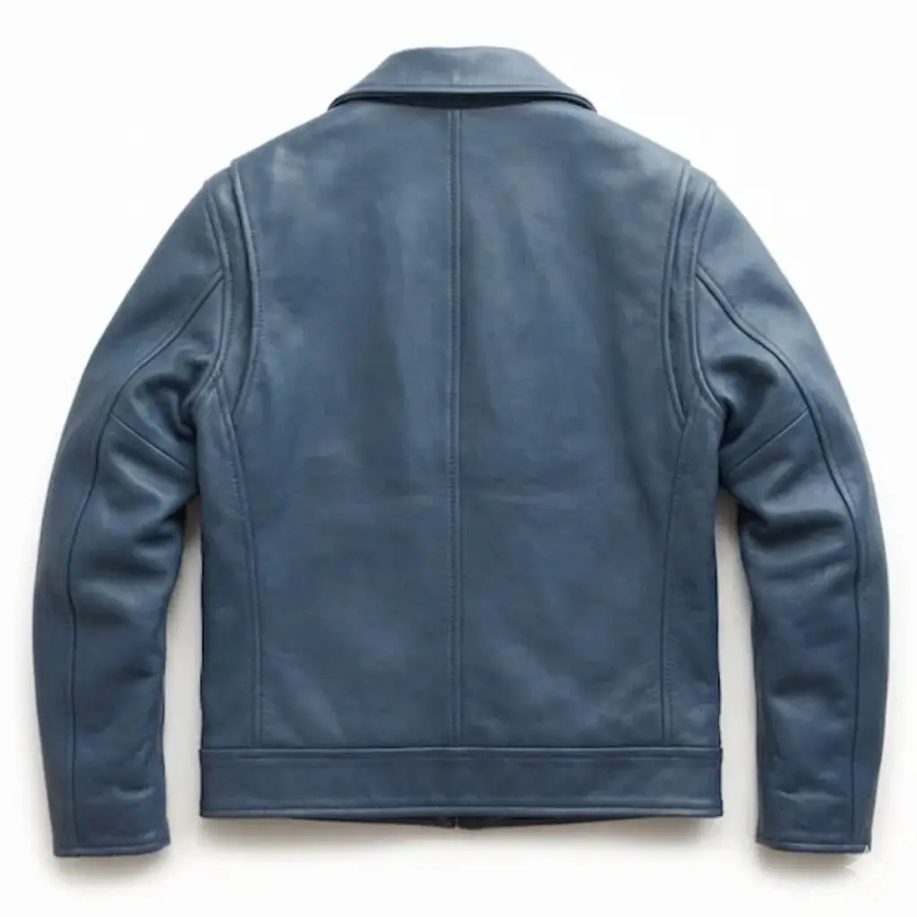 Blue Double Rider Leather Jacket