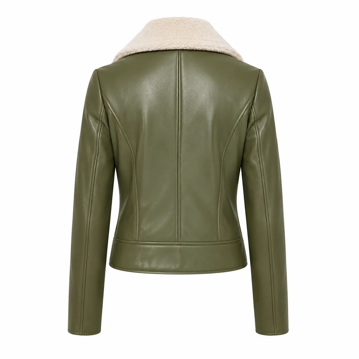 Green Leather Jacket with Fur