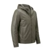 Grey Leather Jacket with Hood