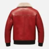 Red Leather Jacket with Fur Collar - Image 2