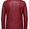 3/4 Length Dark Pink Leather Jacket - Image 2