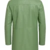 3 4 length light green leather jacket back