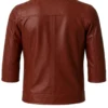 3 4 sleeve maroon leather jacket back
