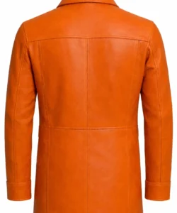 3/4 Length Orange Leather Jacket