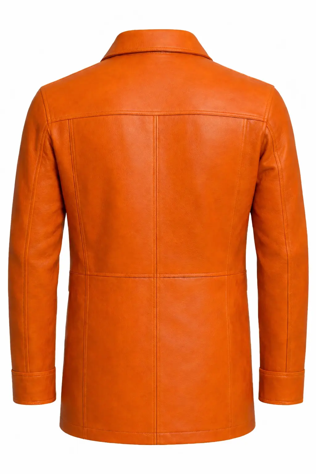 3/4 Length Orange Leather Jacket