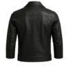 Black 3/4 Length Sleeve Leather Biker Jacket - Image 2
