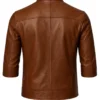 cool brown leather jacket for men – 3/4 sleeves back