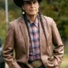 Marshals Mo Brings Plenty Brown Leather Blazer