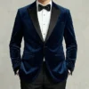 Mens Peak Lapel Blue Velvet Tuxedo Jacket – One Button