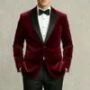 Burgundy Velvet Tuxedo Jacket