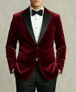 Burgundy Velvet Tuxedo Jacket