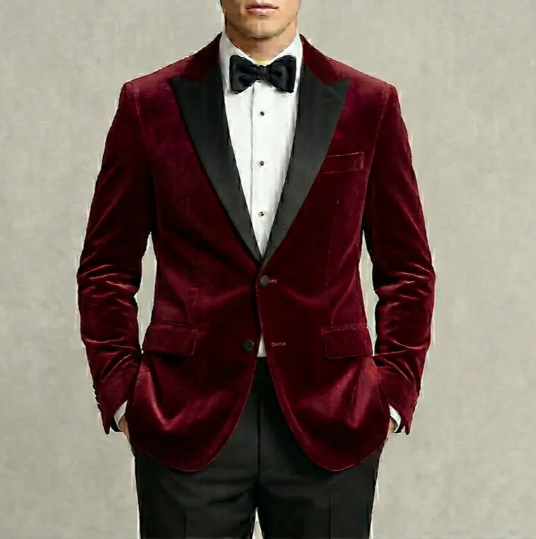 Burgundy Velvet Tuxedo Jacket