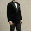 Double Breasted Black Velvet Tuxedo Jacket