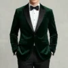 Mens Peak Lapel Green Velvet Tuxedo Jacket​ - One Button