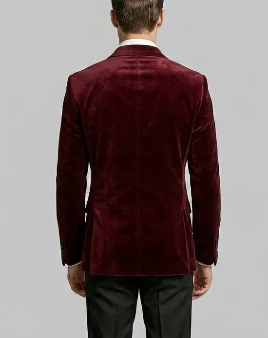 Maroon Velvet Tuxedo Jacket