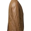 Mens Two Button Camel Brown Leather Blazer - Notch Lapel - Image 3