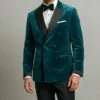 Teal Tuxedo Jacket Velvet