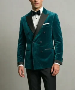 Teal Tuxedo Jacket Velvet