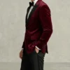Velvet Tuxedo Jacket Burgundy