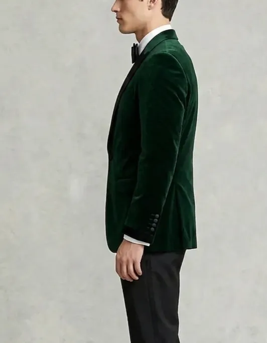 Velvet Tuxedo Jacket Green