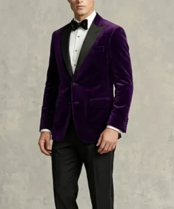 Velvet Tuxedo Jacket Purple