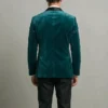 Velvet Tuxedo Jacket Teal